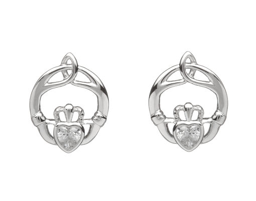 Sterling silver childrens birthstone stud earrings April (CZ)